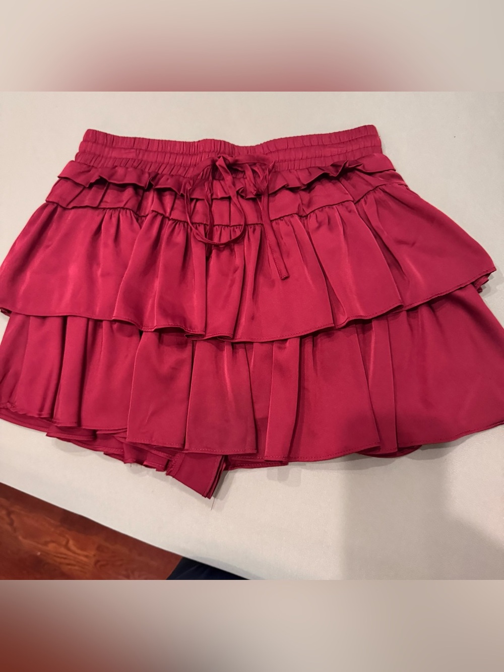 eesome Red Tiered Ruffle Mini Skort with Drawstring - Picture 3 of 3